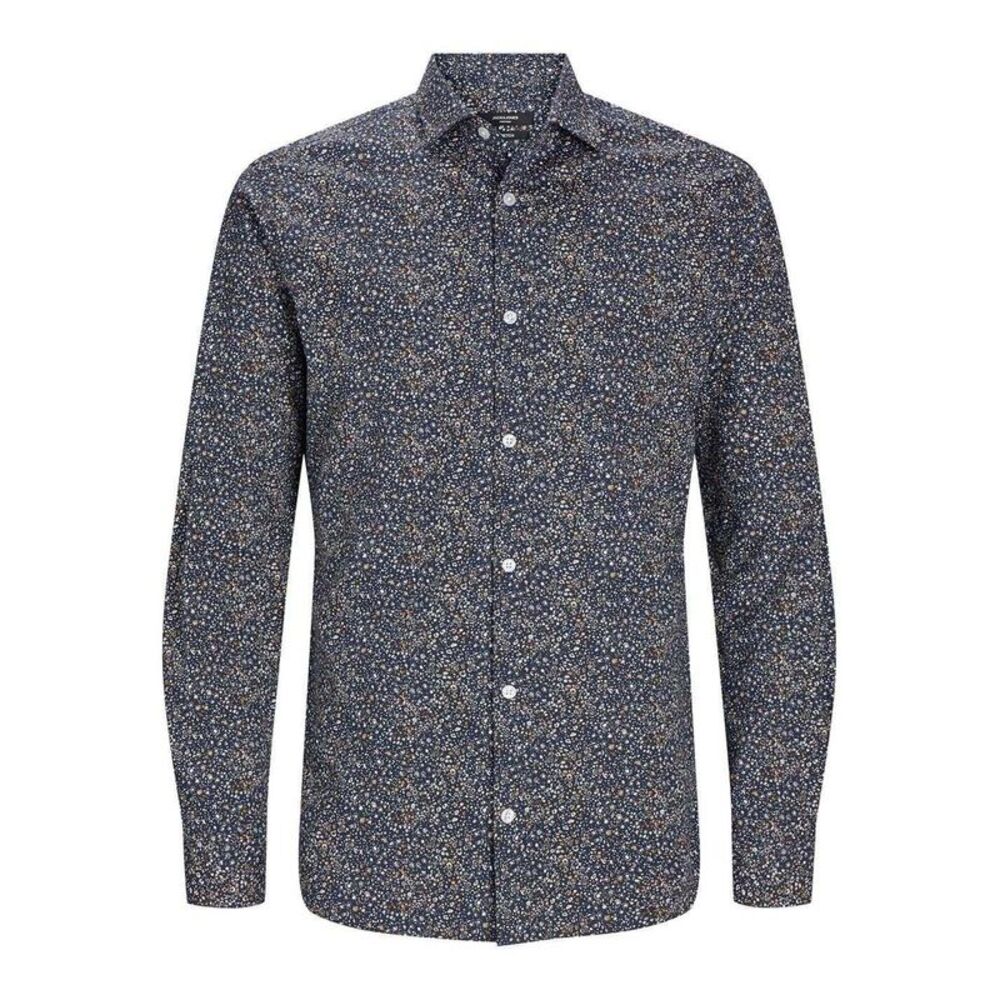 Jack And Jones Mens Printed Slim Long-Sleeved Shirt / Night Sky